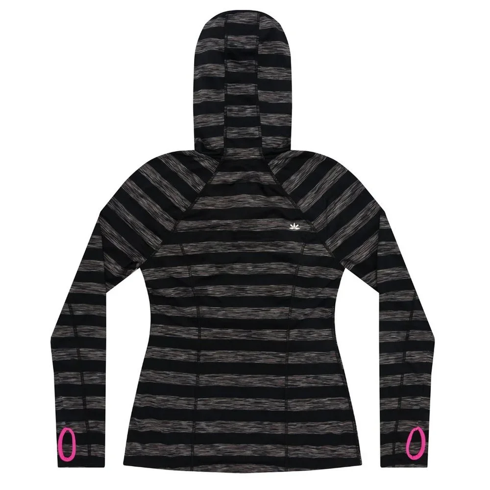Lukka Active Hooded Striped Black Women's Jacket - Size Large - NWT - Picture 2 of 2